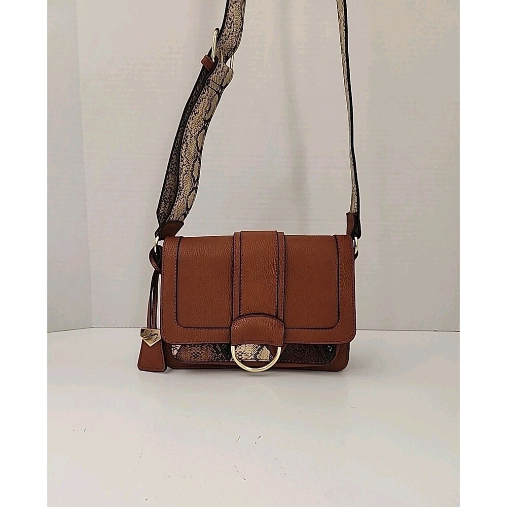 Sammy Faux Leather Crossbody Purse Bag Reptile Adjustable Strap Brown Excellent